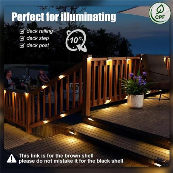 Solar Deck Lights Outdoor 16 Pack, Solar Step Lights Waterproof Led Solar lights - Picture 2 of 7